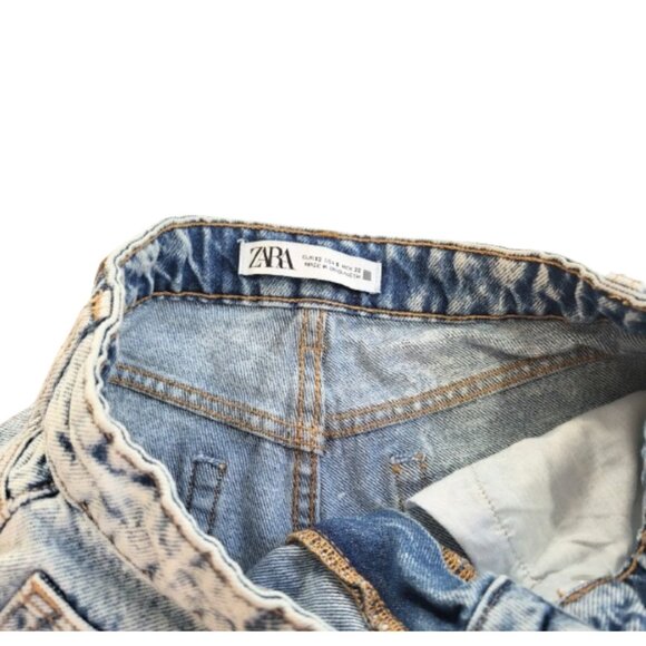 ZARA Acid Washed Cut Off Denim Blue Jean Shorts - Women's USA 0 - Picture 3 of 4